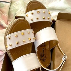 White wedge sandals